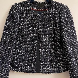 Boucle cropped jacket. Black and dark blue with shots silver thread like new